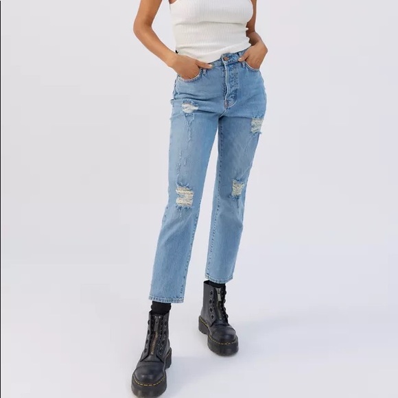 BDG Denim - BDG High Waisted Skinny Straight Jean-Distressed